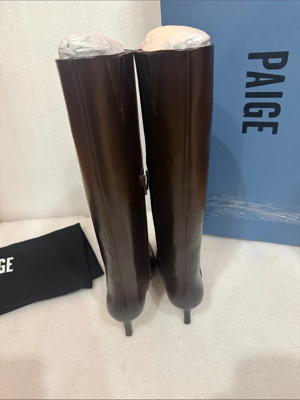 PAIGE Women's Ansley Tall Leather Boot, Chocolate size 8 New